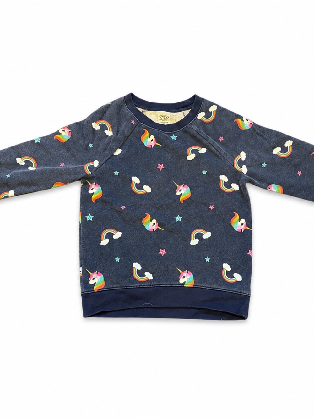 Athletic Works Girls L 10-12 Unicorn Rainbow Fleece Crewneck Sweatshirt